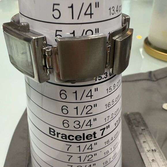 Fossil ladies retro rectangular silver tone bracelet watch NEW BATTERY - Picture 6 of 8